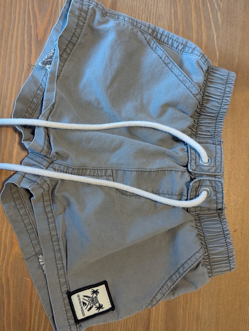 Salty Shreds Gray Elastic Waist Shorts with Drawstring
